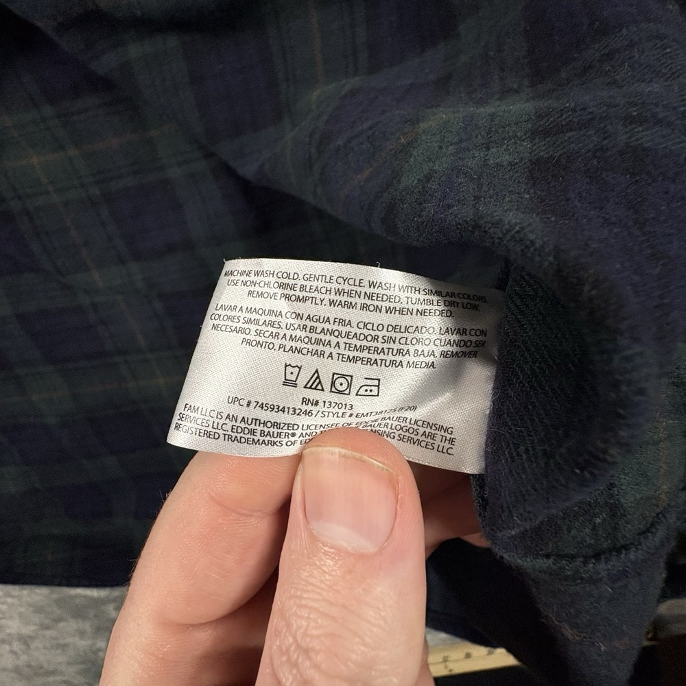 Eddie Bauer Men's L Flannel Plaid‎ LS Button Up Cotton Shirt SEE DESCRIPTION - Picture 5 of 16